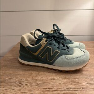Women’s New Balance Green and Cream Sneakers